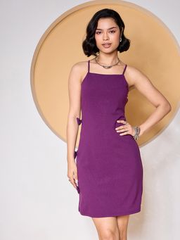 ZUMMER - Purple Solid Bodycon Mini Dress