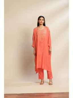 One Not Two - Coral Kurta & Pant with Hand Embroidery with Sequins & Beads On Yoke (Set of 2)