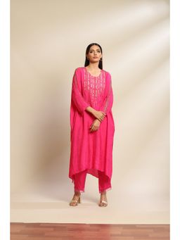 One Not Two - Hot Pink Kurta & Pant with Embroidery with Sequins & Beads On Yoke (Set of 2)