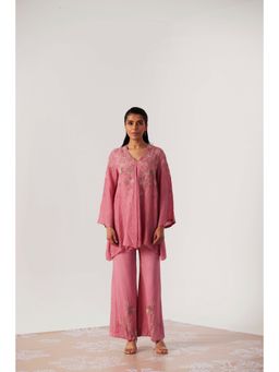One Not Two - Rose Sequins Embroidered Tunic & Pant (Set of 2)