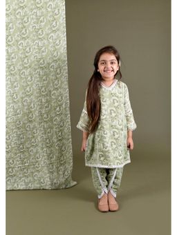 Chotibuti - Green Muslin Kurta Dhoti with Dhoti Pant