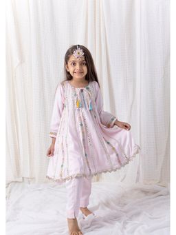 Chotibuti - Pink Muslin Mirror Work Kurta with Pant