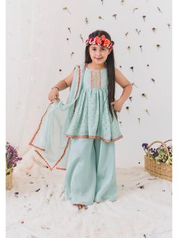 Chotibuti - Green Silk Thread Work Kurta with Sharara and Dupatta