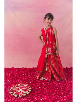 Chotibuti - Gulaab Red Embroidered Kurta with Sharara and Dupatta