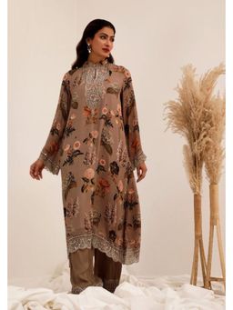 SURKH SYAHI - Brown Aaina - A-Line Kurta with Palazzo