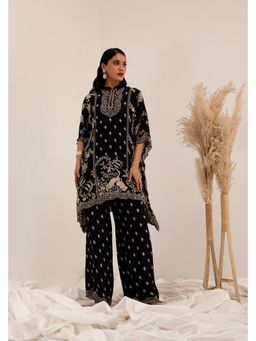 SURKH SYAHI - Black Gulshan - Kaftan with Palazzo and Slip