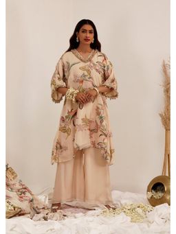 SURKH SYAHI - Beige Madhaniya - A-Line Kurta with Palazzo