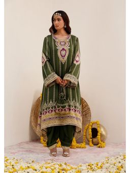 SURKH SYAHI - Olive Noor - A-Line Kurta with Dhoti