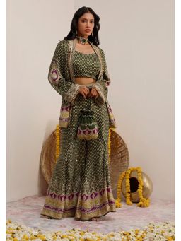 SURKH SYAHI - Olive Noor - Jacket with Sharara and Blouse