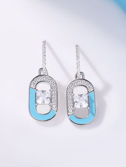 Ornate Jewels - Enamel 925 Silver White American Diamond Dangle Earring for Women and Girls