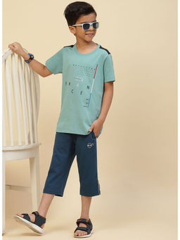 Monte Carlo - Boys Green Round Neck Half Sleeves T-Shirt