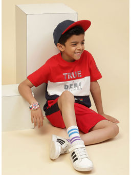 Monte Carlo - Boys Red Round Neck Half Sleeves T-Shirt