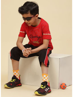 Monte Carlo - Boys Red Round Neck Half Sleeves T-Shirt