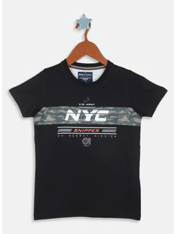 Monte Carlo - Boys Black Round Neck Half Sleeves T-Shirt