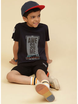 Monte Carlo - Boys Navy Blue Round Neck Half Sleeves T-Shirt