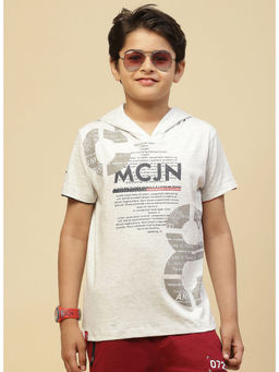 Monte Carlo - Boys Grey Hooded Half Sleeves T-Shirt