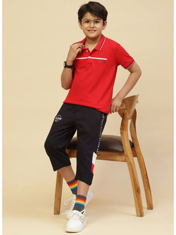 Monte Carlo - Boys Red Collar Neck Half Sleeves Polo T-Shirt