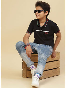 Monte Carlo - Boys Navy Blue Collar Neck Half Sleeves Polo T-Shirt