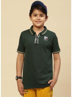 Monte Carlo - Boys Green Collar Neck Half Sleeves Polo T-Shirt