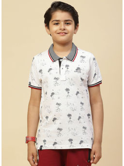 Monte Carlo - Boys White Collar Neck Half Sleeves Polo T-Shirt