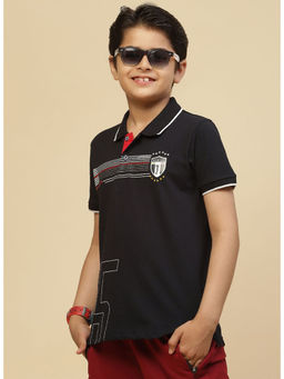Monte Carlo - Boys Navy Blue Collar Neck Half Sleeves Polo T-Shirt