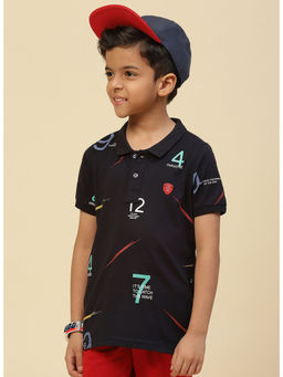 Monte Carlo - Boys Navy Blue Collar Neck Half Sleeves Polo T-Shirt