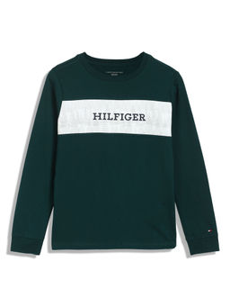 Tommy Hilfiger - Boys Green Round Neck Full Sleeves T-Shirt