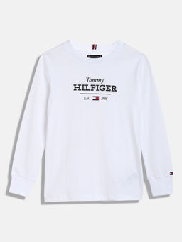 Tommy Hilfiger - Boys White Round Neck Full Sleeves T-Shirt