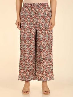 ARAMYA - Red Soft Cotton Kalamkari Palazzo
