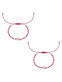 Asthetika Kids - Beaded Beach Shell Adjustable Anklets (Set of 2)