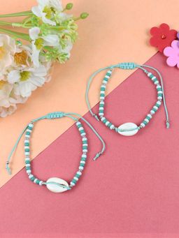 Asthetika Kids - Beaded Beach Shell Adjustable Anklets (Set of 2)