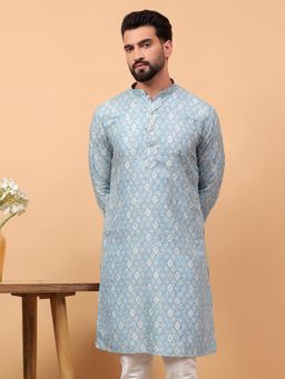 Treemoda - Blue Traditional Ethnic Wear Printed Embellished Sequence Kurta