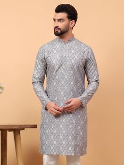 Treemoda - Grey Traditional Ethnic Wear Printed Embellished Sequence Kurta