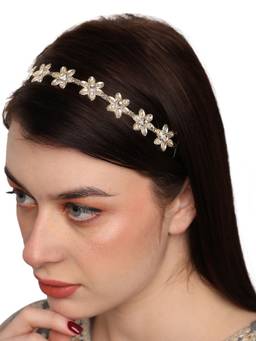 Anika's Creations - Gold Toned Plated Kundan Bead Studded Sheeshphool