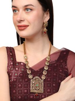 Anika's Creations - Women Gold-Plated Stone-Studded Multi Colour Jewellery Set