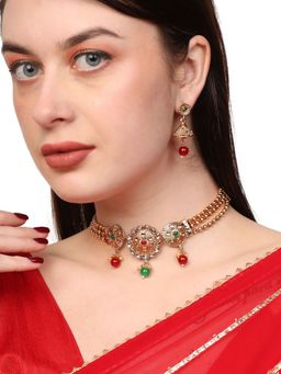 Anika's Creations - Gold Plated and Traditional Look Casting Work Ball Chain Choker Jewellery Set