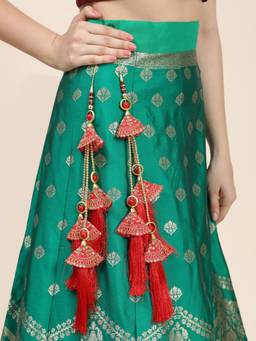 Anika's Creations - Pearl Red Bridal Lehenga and Saree Fancy Beautiful Latkan (Set of 2)