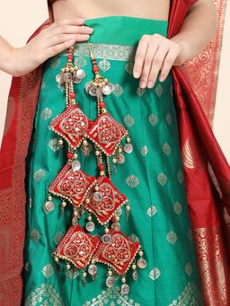 Anika's Creations - Red Pearl Bridal Lehenga and Saree Fancy Beautiful Latkan (Set of 2)