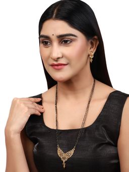 Anika's Creations - Woman Gold-Plated & Black Beaded Mangalsutra