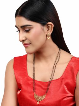 Anika's Creations - Woman Gold-Plated & Black Beaded Mangalsutra