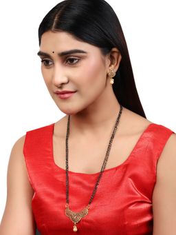 Anika's Creations - Woman Gold-Plated & Black Beaded Mangalsutra