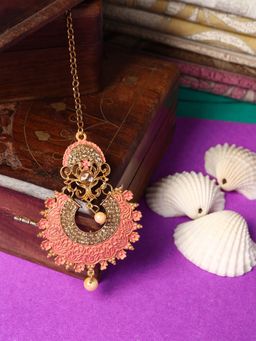 Anika's Creations - Traditional Gold Plated Partywear Ethnic Enamelled Maangtikka