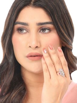 Anika's Creations - Stylish Cubic Zirconia Studded Adjustable Gold-Plated Classy Ring