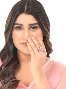 Anika's Creations - Gold-Plated White Ad-Studded Handcrafted Adjustable Finger Ring