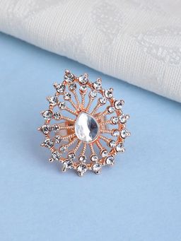 Anika's Creations - Indian Design White Stone Studded Adjustable Teardrop Shape Cocktail Ring