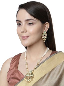 Anika's Creations - Antique Matte Gold Finish Meenakari Pearl Jewellery