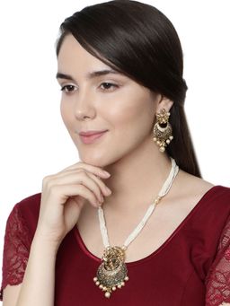 Anika's Creations - Antique Matte Gold Finish Meenakari Pearl Jewellery