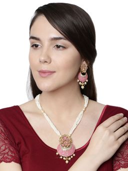 Anika's Creations - Antique Matte Gold Finish Meenakari Pearl Jewellery