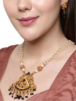 Anika's Creations - Gold Plated Maa Laxmi Stone Studded Necklace with Earrings for Women