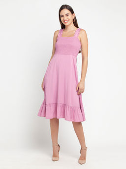 Zink London - Women's Lavender Solid Midi Dress